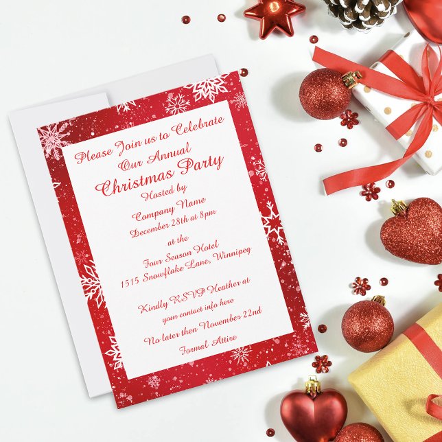 Convite Flocos de neve de Natal Vermelho (Criador carregado)