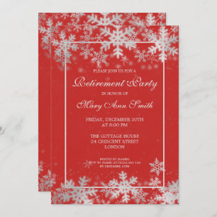 Convite Flocos de neve de prata do Partido Red Winter Reti