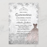 Flocos de Neve de Rosa Dourado Quinceanera de Inve