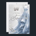 Convite Flocos de neve de vestido azul poeirento 16<br><div class="desc">Silver Dusty Blue Snowflakes Winter Sweet 16 Convite</div>