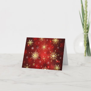 Convite Flocos de neve do Ouro de Natal em Fundo Vermelho