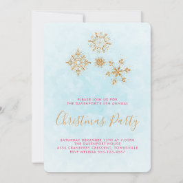 Convite Flocos de neve do Ouro ornamentado em azul, convit
