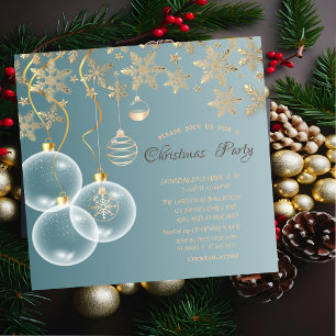 Convite Flocos de Neve Dourados,Bolas de Natal Corporativo
