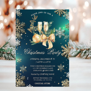 Convite Flocos de Neve Dourados, Bolas de Natal, Empresa R