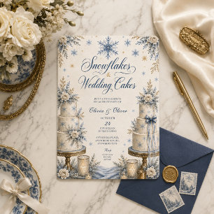 Convite Flocos de neve e bolo de casamento festa de noivad