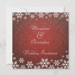 Convite Flocos de neve e Casamento tema damasco vermelho