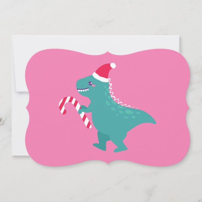 Convite flocos de neve feios de dinossauro trex de natal (Frente)
