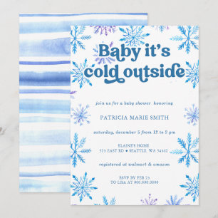 Convite Flocos de Neve Frio Fora do Inverno Menino Baby Sh