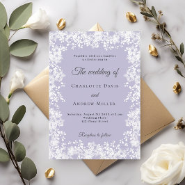 Convite Flocos de neve lavanda empoeirada casamento de inv