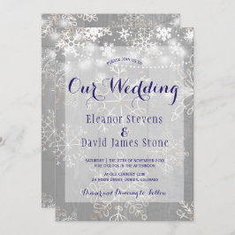 Convite Flocos de neve luz prateada luzes inverno maravilh