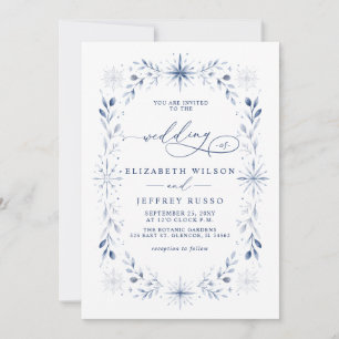Convite Flocos de Neve Monograma Elegante Casamento de Inv
