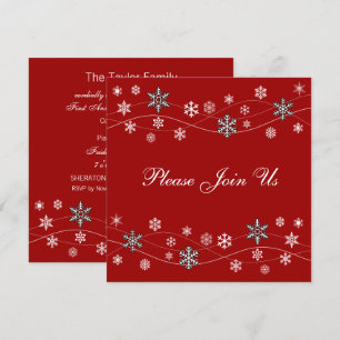 Convite Flocos de neve na moda Pretos em Vermelho
