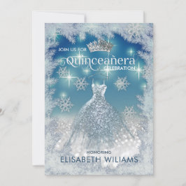 Convite Flocos de neve O vestido ombre tiara Quinceañera