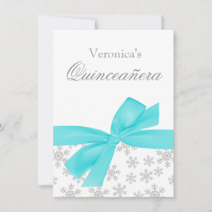 Convite Flocos de neve prateados Arco de chá Quinceanera 