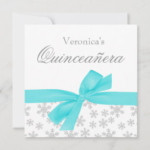 Convite Flocos de neve prateados Arco de chá Quinceanera