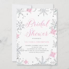 Convite Flocos de neve rosa, Chá de panela brilhante de in