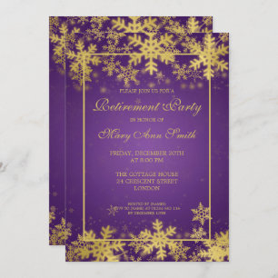 Convite Flocos de neve roxos Dourados do Partido da Reform