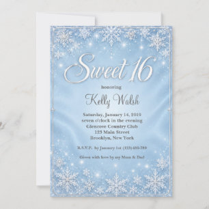 Convite Flocos de Neve Sweet 16 Mundo de Inverno