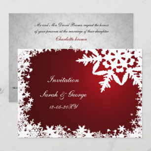 Convite flocos de neve vermelhos festivos casamento de inv