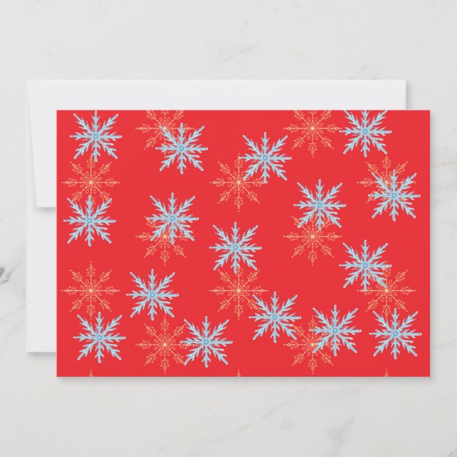 Convite Flocos de Neve Vermelhos Script Feliz Natal com Wr (Frente)