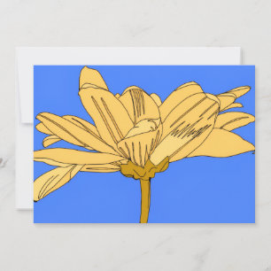 Convite Flor amarela, azul e amarelo