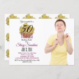 Convite Flor amarelo de cacto 50 e aniversário fabuloso