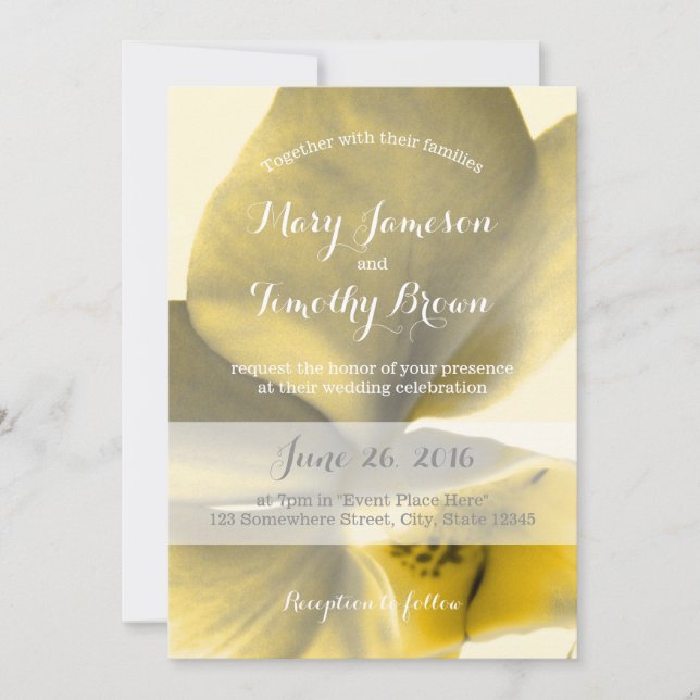 Convite Flor Artístico em Pedras Amarelas - Casamento (Frente)
