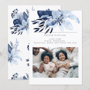 Convite Flor Azul de Inverno Foto Personalizada de Flor em