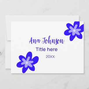 Convite flor azul rabisco nome título ano 20XX profissão