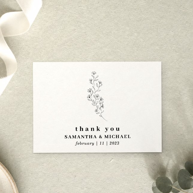 Convite Flor Boho Branco Claro Indie casamento obrigado (Criador carregado)