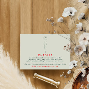 Convite Flor Boho Greenery Red Detalhes do casamento botân