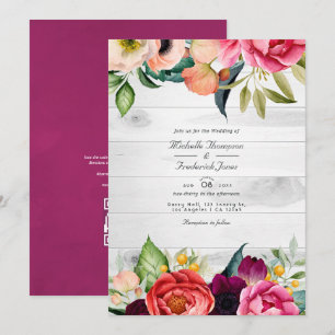 Convite Flor Boho Rústico Boêmio Código QR RSVP Casamento 