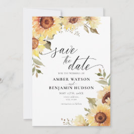 Convite Flor Botânico Rústico Girassol Salvar Data