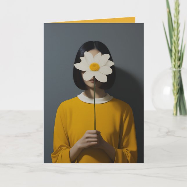 Convite Flor Branca de Vestido Amarelo da Mulher (Frente)