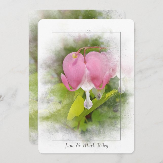 Convite Flor cardíaca de Casamento Vow Renewal (Frente/Verso)