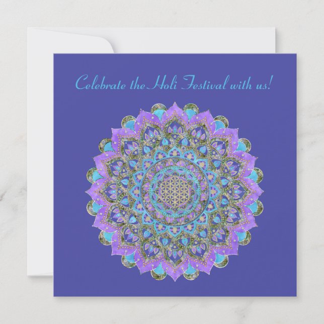 Convite Flor Da Vida - Estilo De Mandala Índia 2 (Frente)