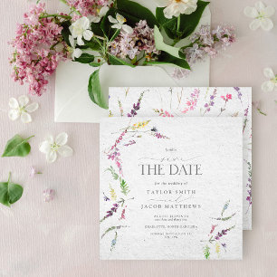 Convite Flor de Água Elegante Floral Selvagem Salve a Data
