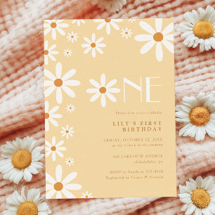 Convite Flor de Aniversário Retro Daisy