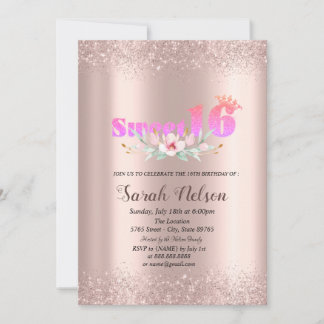 Convite Flor de Aquarela Dourada com Rosa de luxo 16