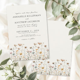 Convite Flor de Campo Bege Boho Casamento Floral