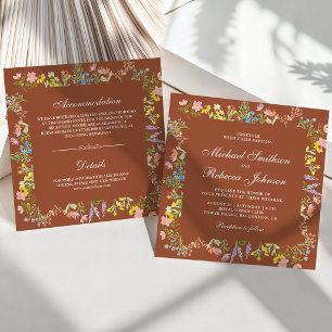 Convite Flor de Campo Floral Tudo em Um Casamento de Terra