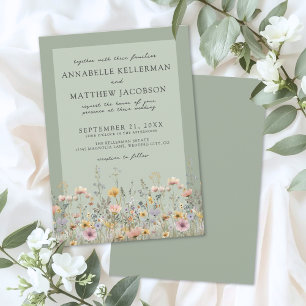 Convite Flor de Casamento em Aquarela de Flores Silvestres