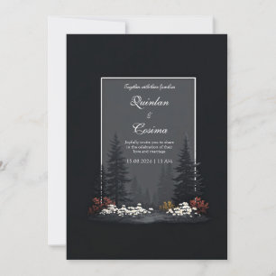 Convite Flor de Casamento Selvagem na Floresta Nórdica Tem