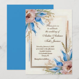 Convite Flor de erva azul