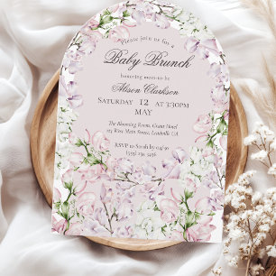 Convite Flor de Ervilha Doce Bebê brunch elegante Redondo