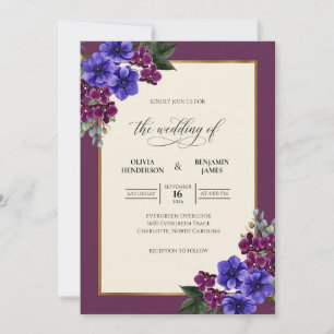 Convite Flor de Eucalipto Macia Casamento Roxo Fundo