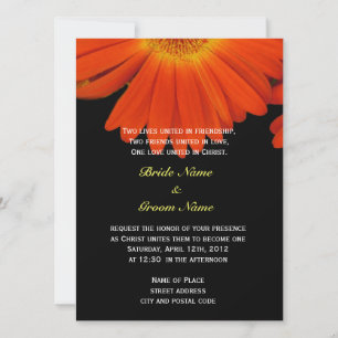 Convite Flor de gerbera margarida laranja casamento cristã