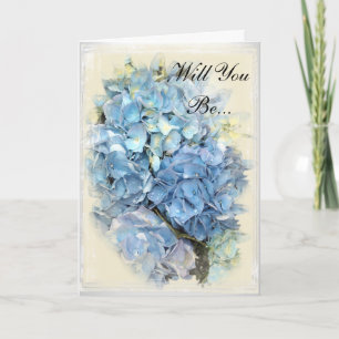 Convite Flor De Hydrangea Azul Você Será Minha Porta-Pon
