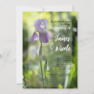 Convite Flor de Íris Roxa Casamento Primavera Verde
