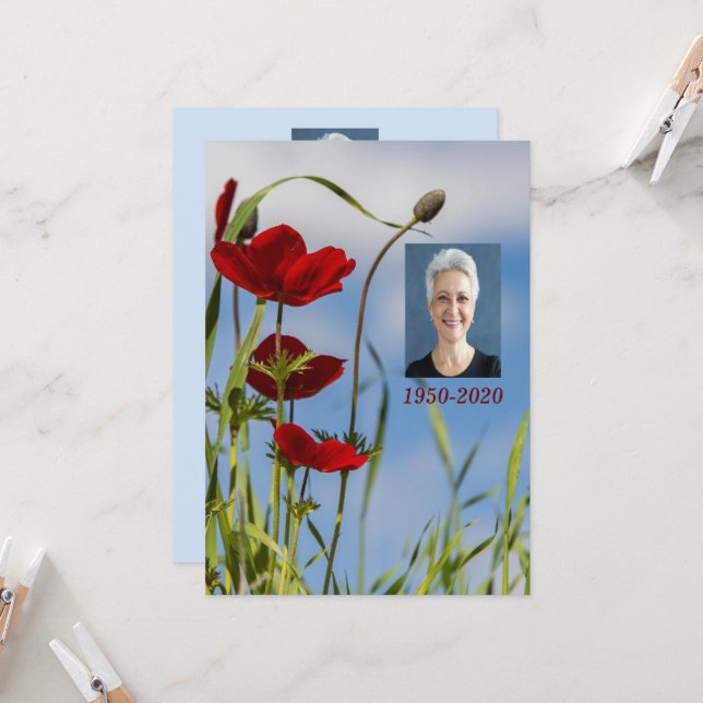 Convite Flor de Jardim Anêmona Vermelha do Serviço Memoria (Frente/Verso In Situ)